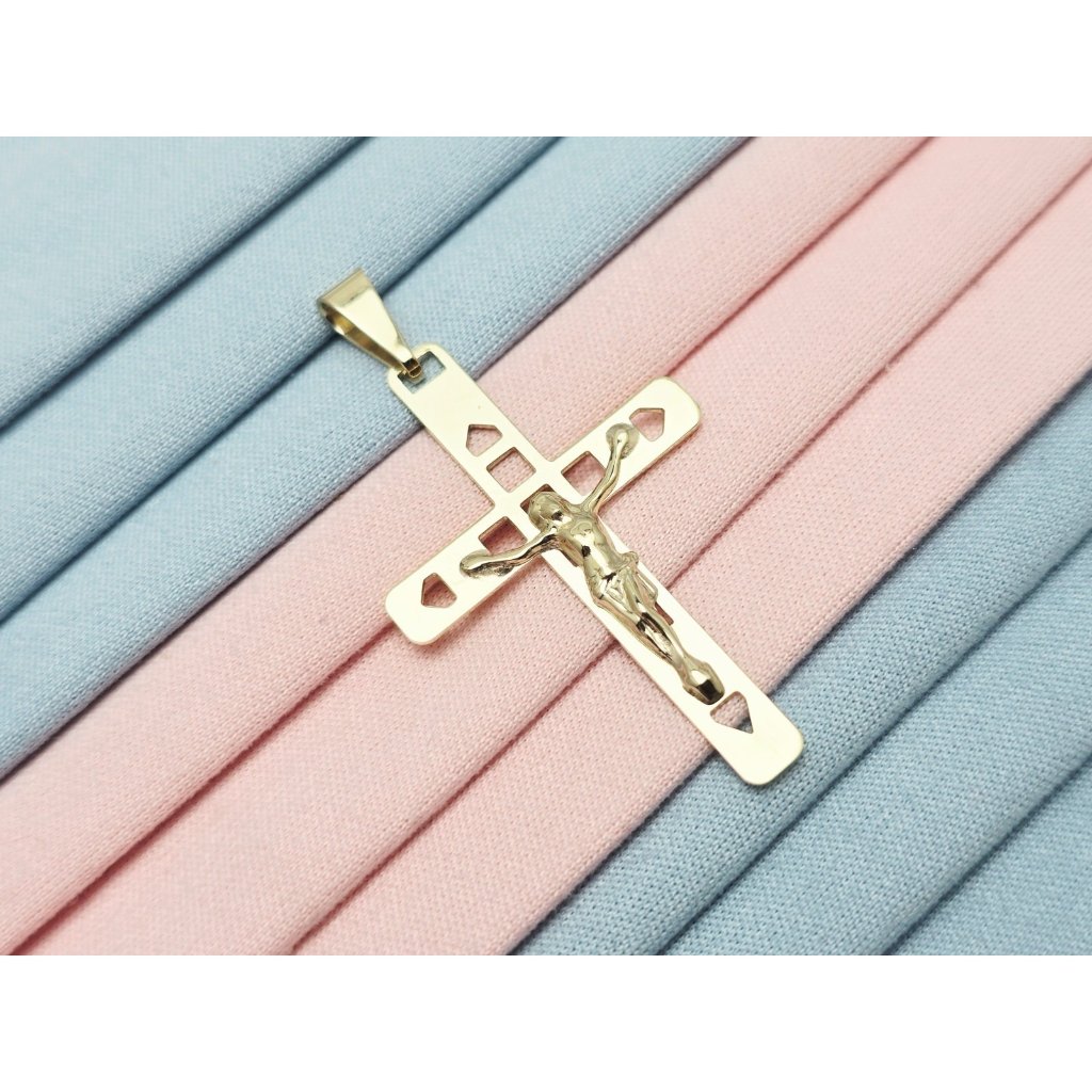 Unique 10k Solid Yellow Gold Designer Religious Jesus On Cross Charm Pendant